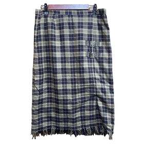 Women's BROWNSIDE STUDIO Petite PL Brown Beige Plaid Fringe Skirt